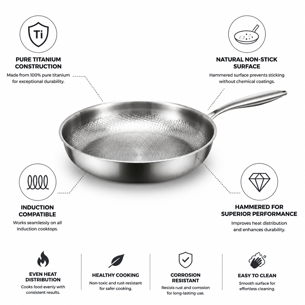 Frying Pan Titanium Hand-Hammered Non-Stick