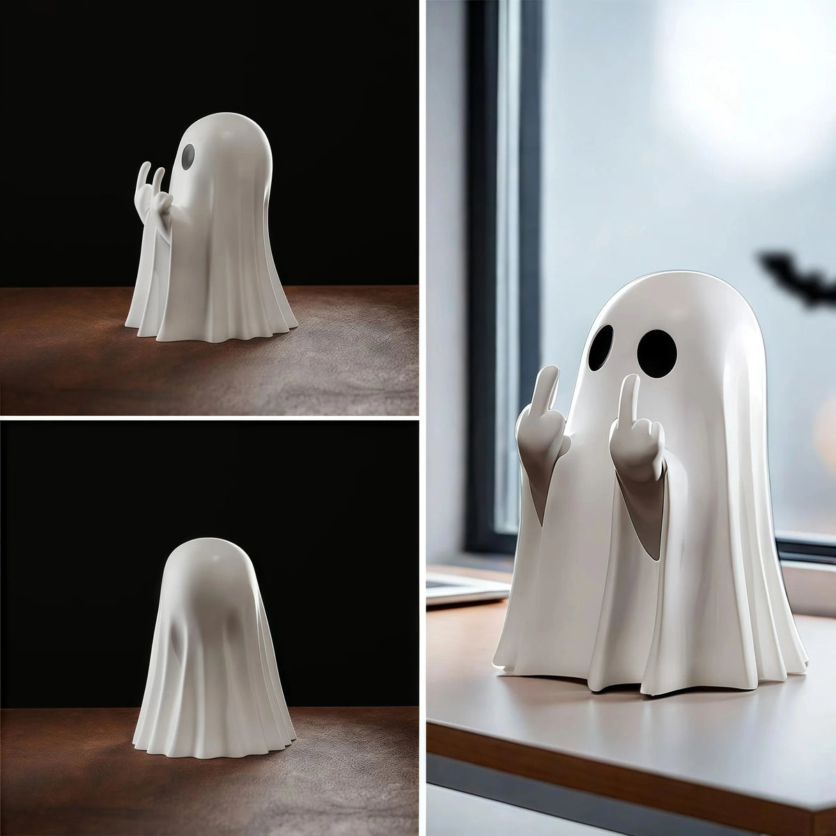Ghost Figurine Compact Polyresin Tabletop White Or Black