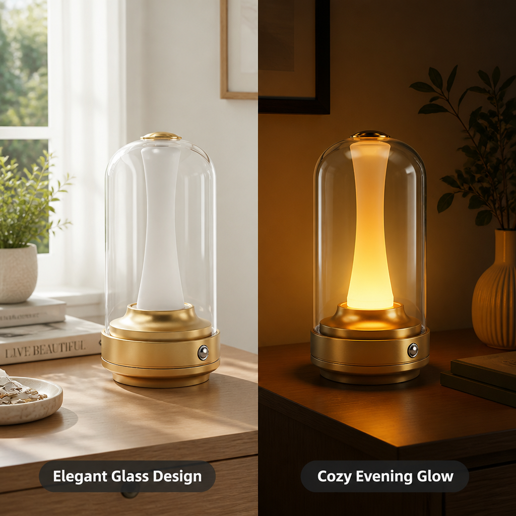 Glass LED Mushroom Night Light