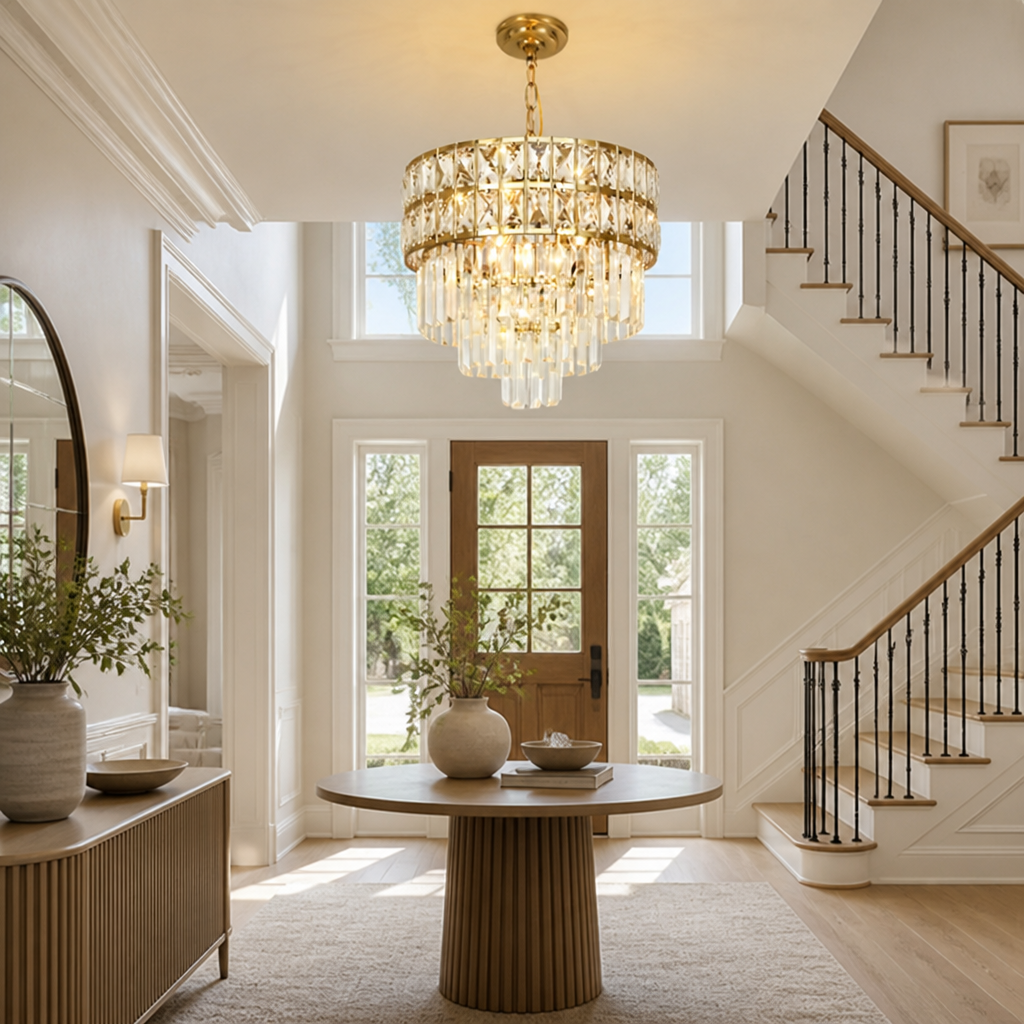 Gold Crystal Tiered Chandelier