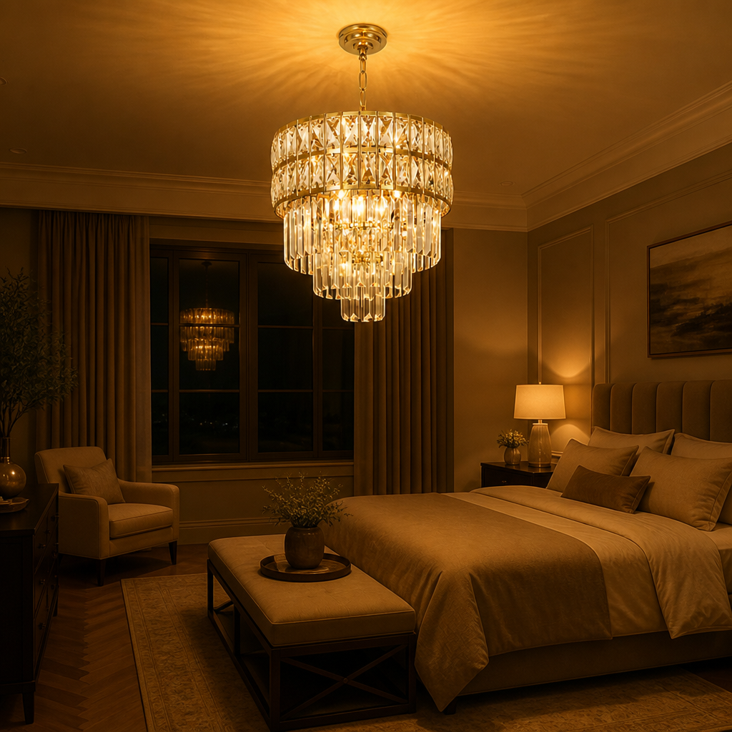 Gold Crystal Tiered Chandelier