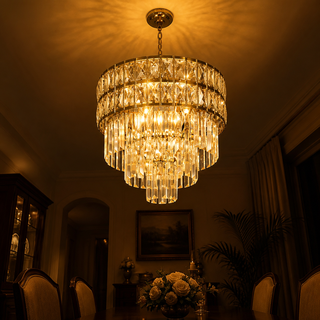 Gold Crystal Tiered Chandelier