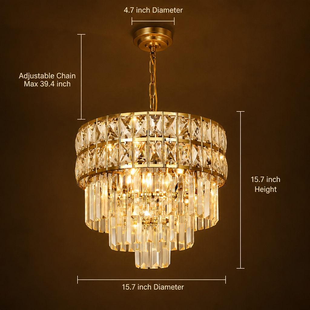 Gold Crystal Tiered Chandelier