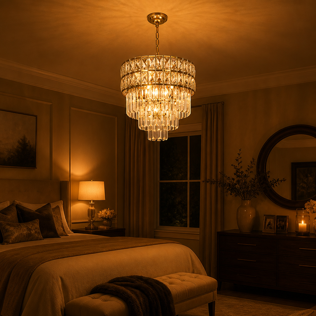 Gold Crystal Tiered Chandelier