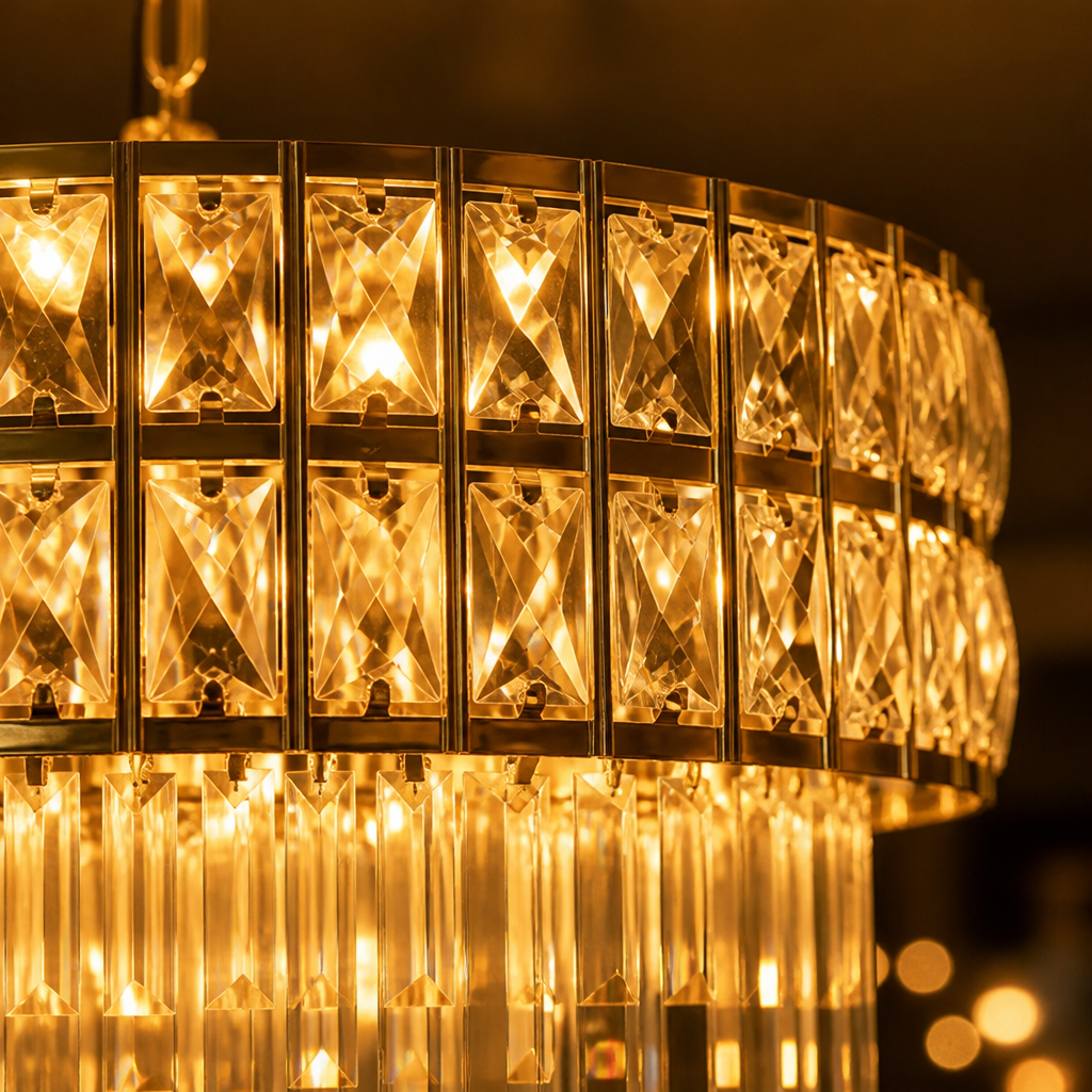 Gold Crystal Tiered Chandelier