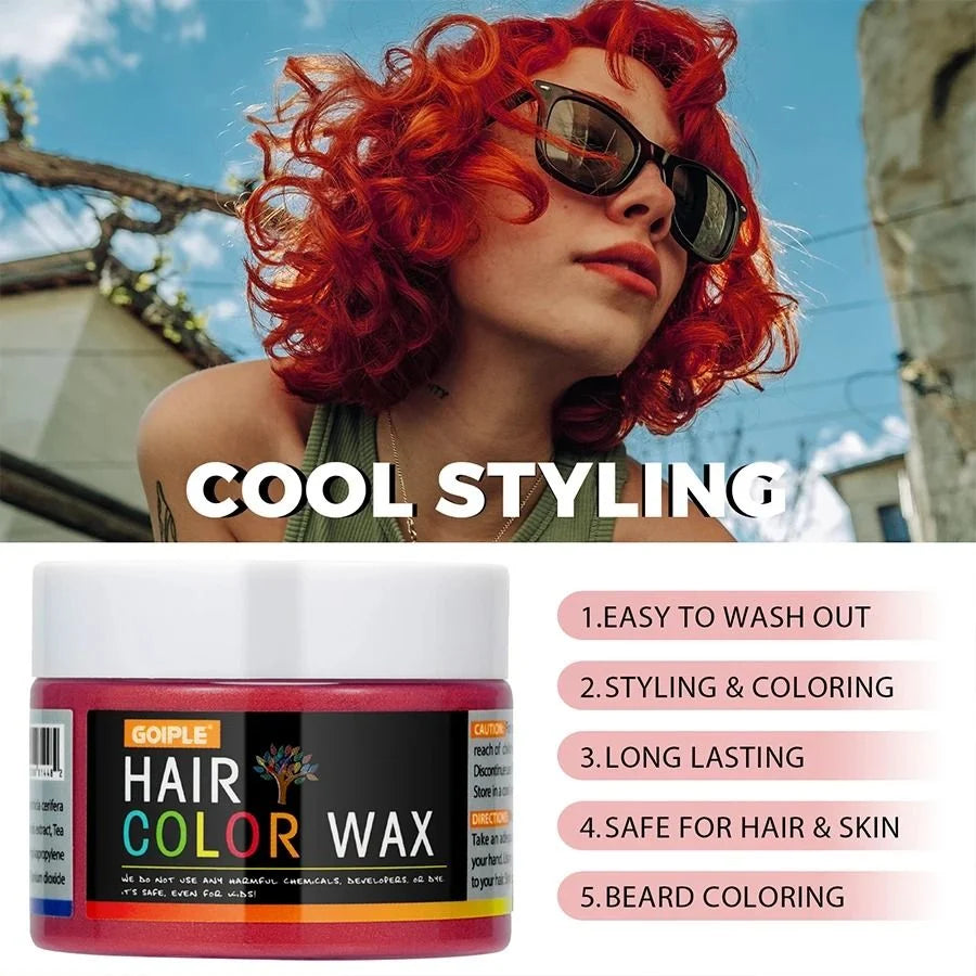 Hair Color Wax Opaque Water-Washable Finger-Apply