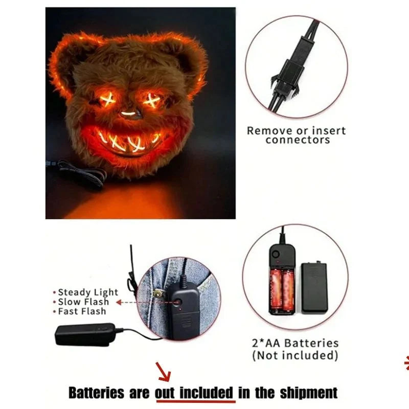 Halloween Mask Glowing LED Eyes Battery Powered