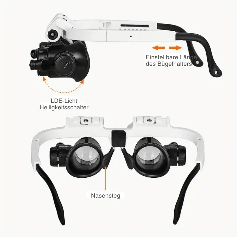 Head-Mounted Magnifier Hands-Free 8x 15x 23x LED