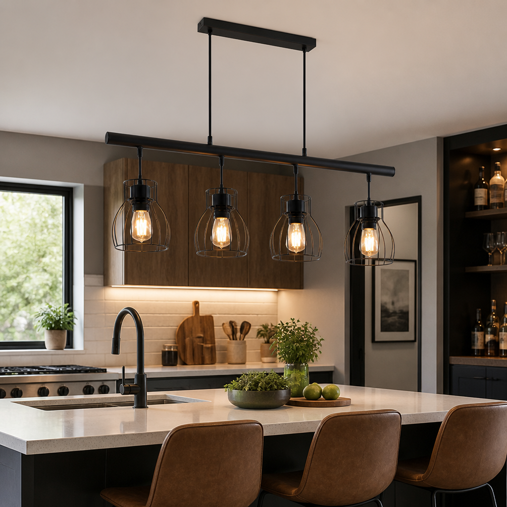 Industrial Black Cage Pendant Light