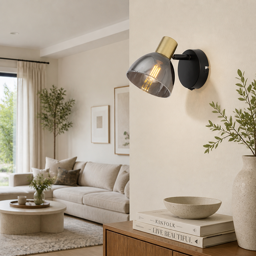 Industrial Black & Copper Adjustable Wall Sconce