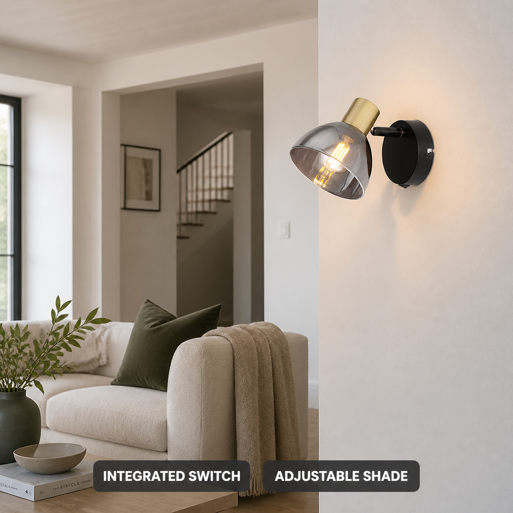 Industrial Black & Copper Adjustable Wall Sconce
