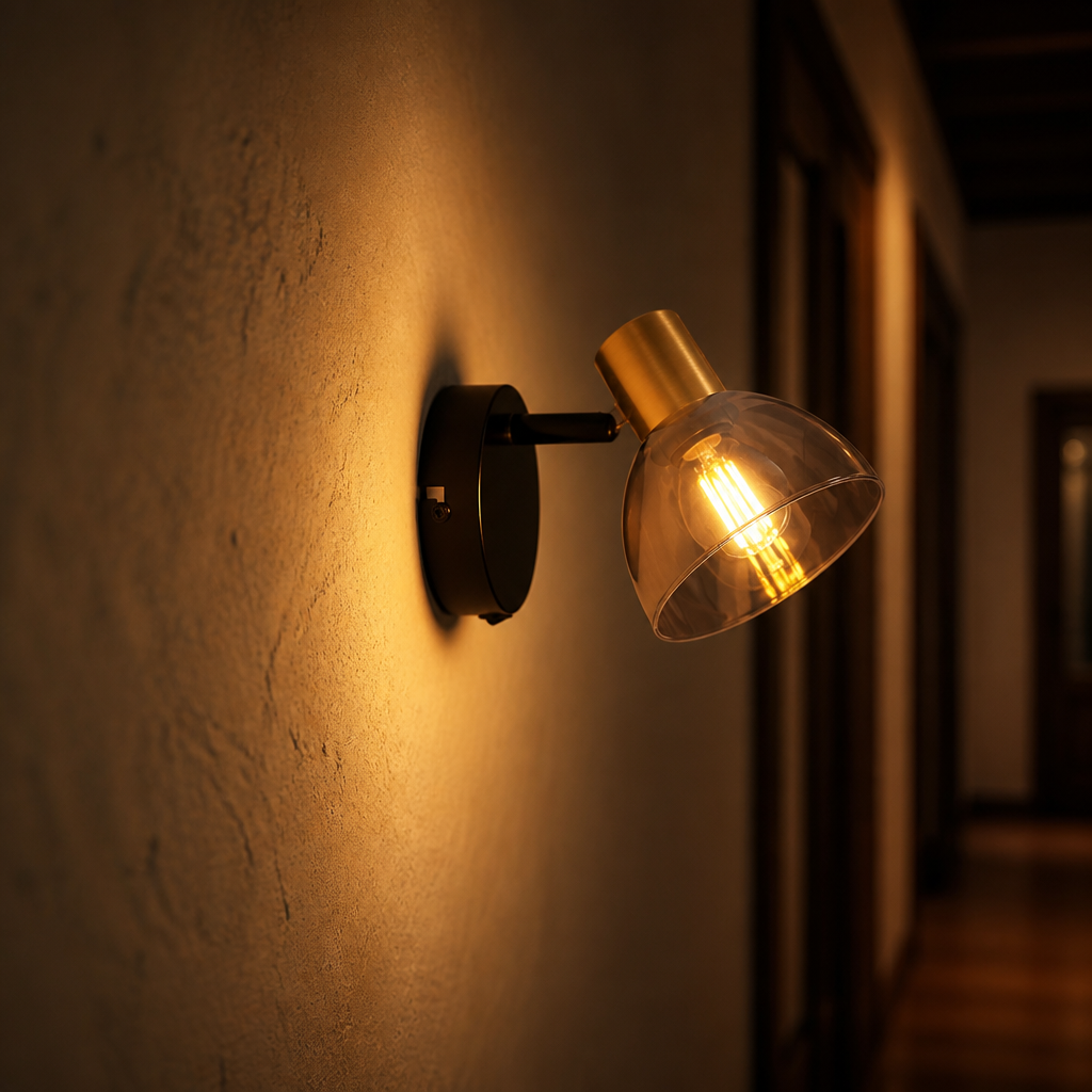 Industrial Black & Copper Adjustable Wall Sconce