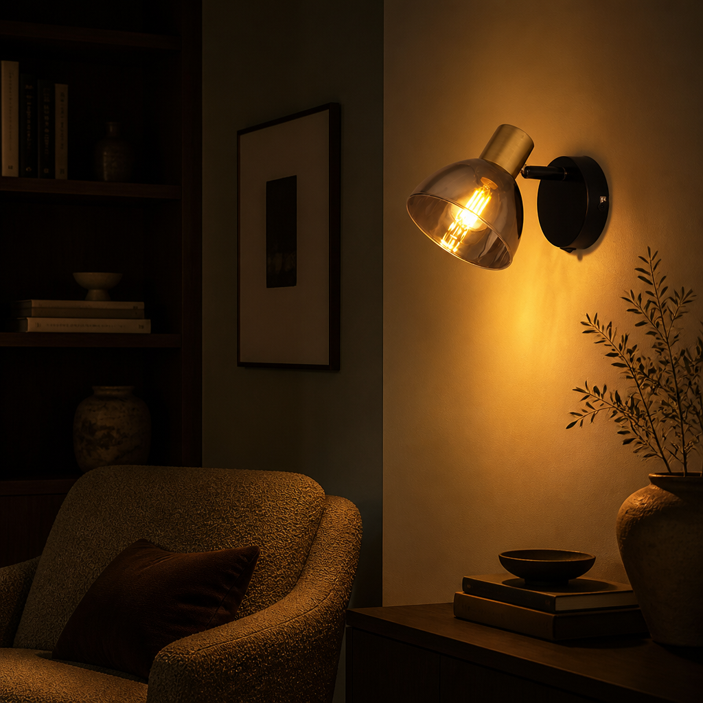 Industrial Black & Copper Adjustable Wall Sconce