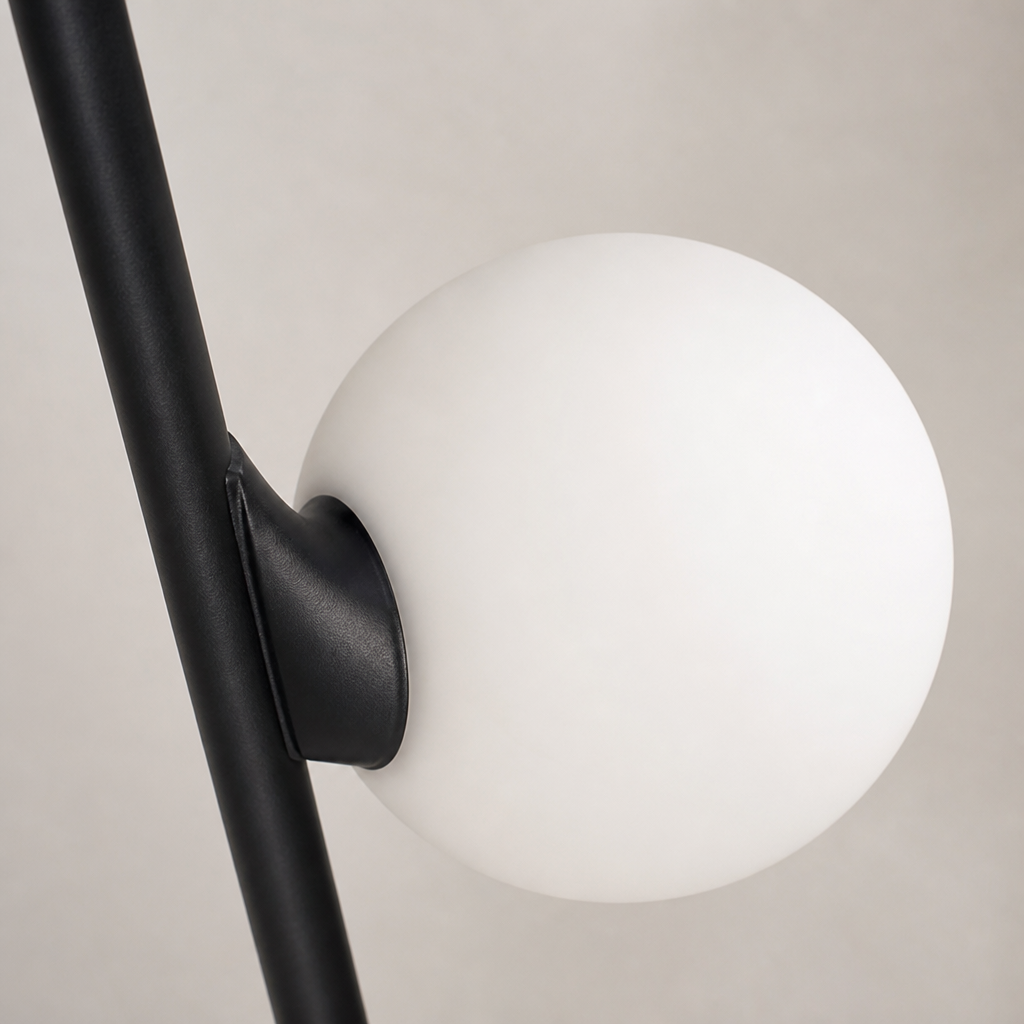 Industrial Black Metal Three-Shade Floor Lamp