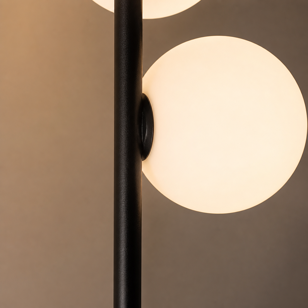 Industrial Black Metal Three-Shade Floor Lamp