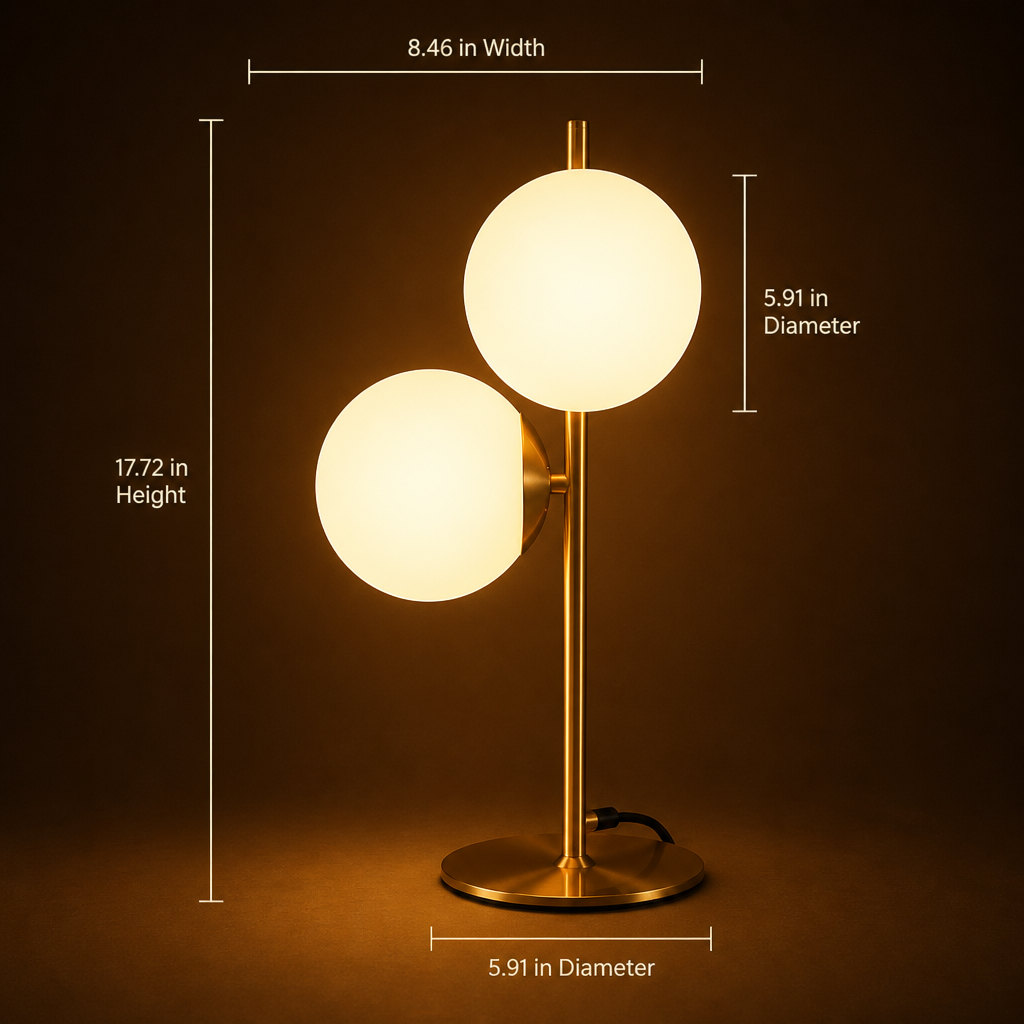 Industrial Brass White Glass Shade Table Lamp
