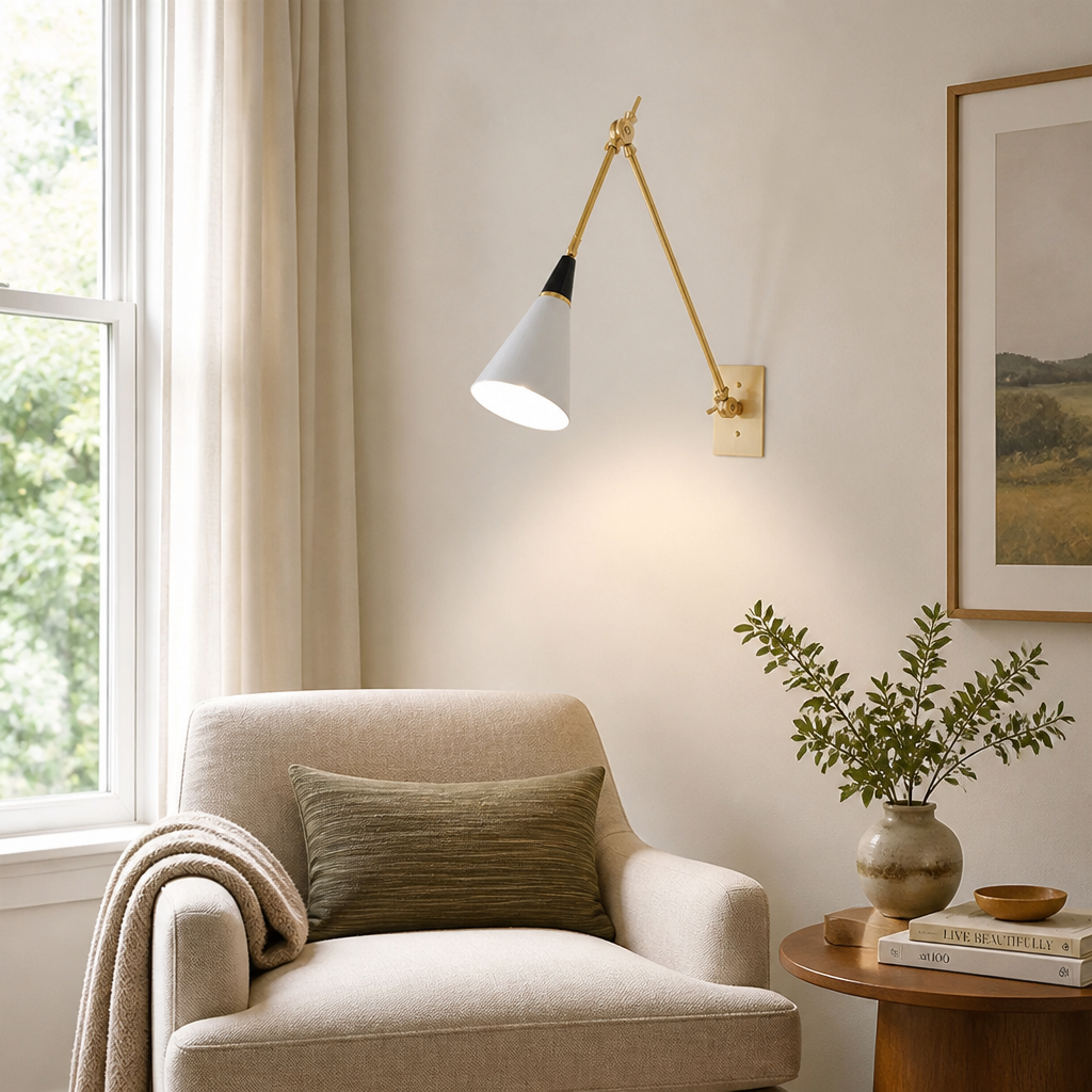 Industrial Copper LED Foldable Arm Wall Sconce