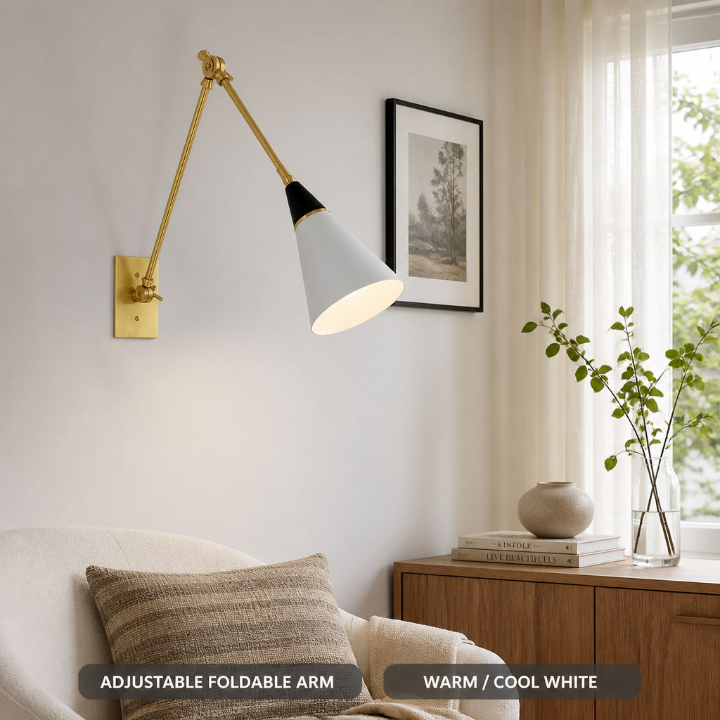 Industrial Copper LED Foldable Arm Wall Sconce