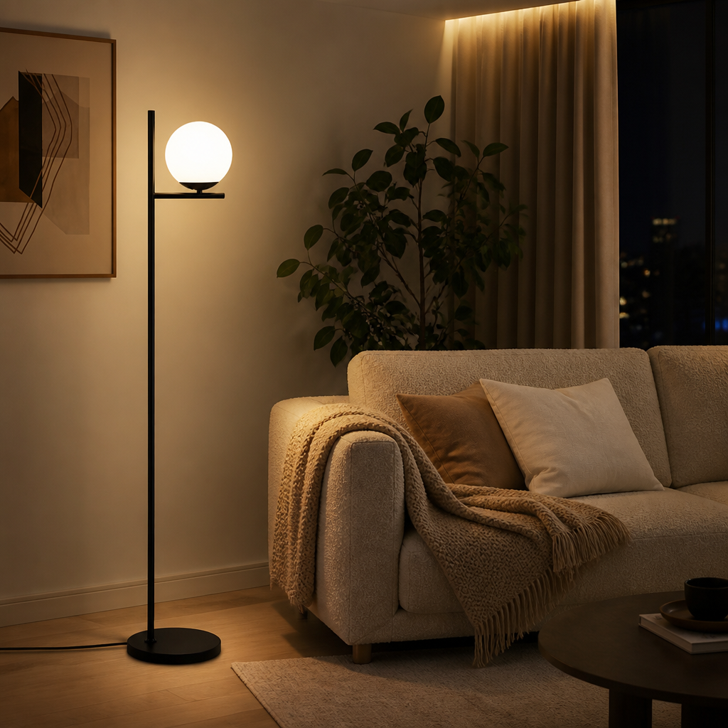 Industrial Matte Black Foot-Switch Floor Lamp