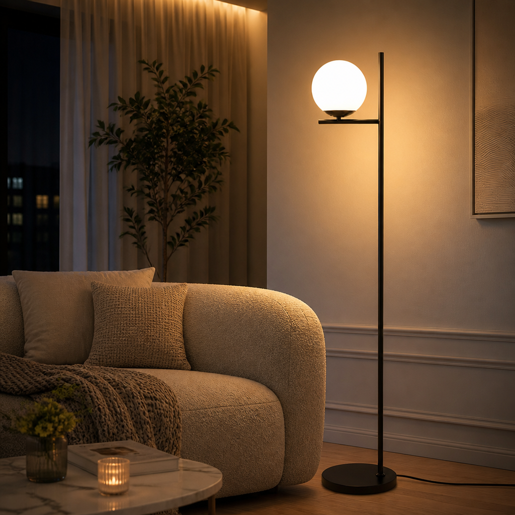 Industrial Matte Black Foot Switch Floor Lamp