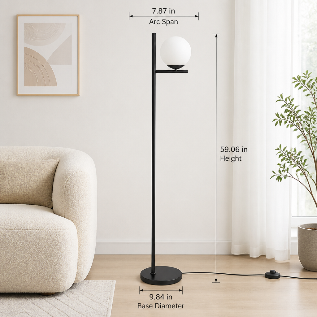 Industrial Matte Black Foot-Switch Floor Lamp
