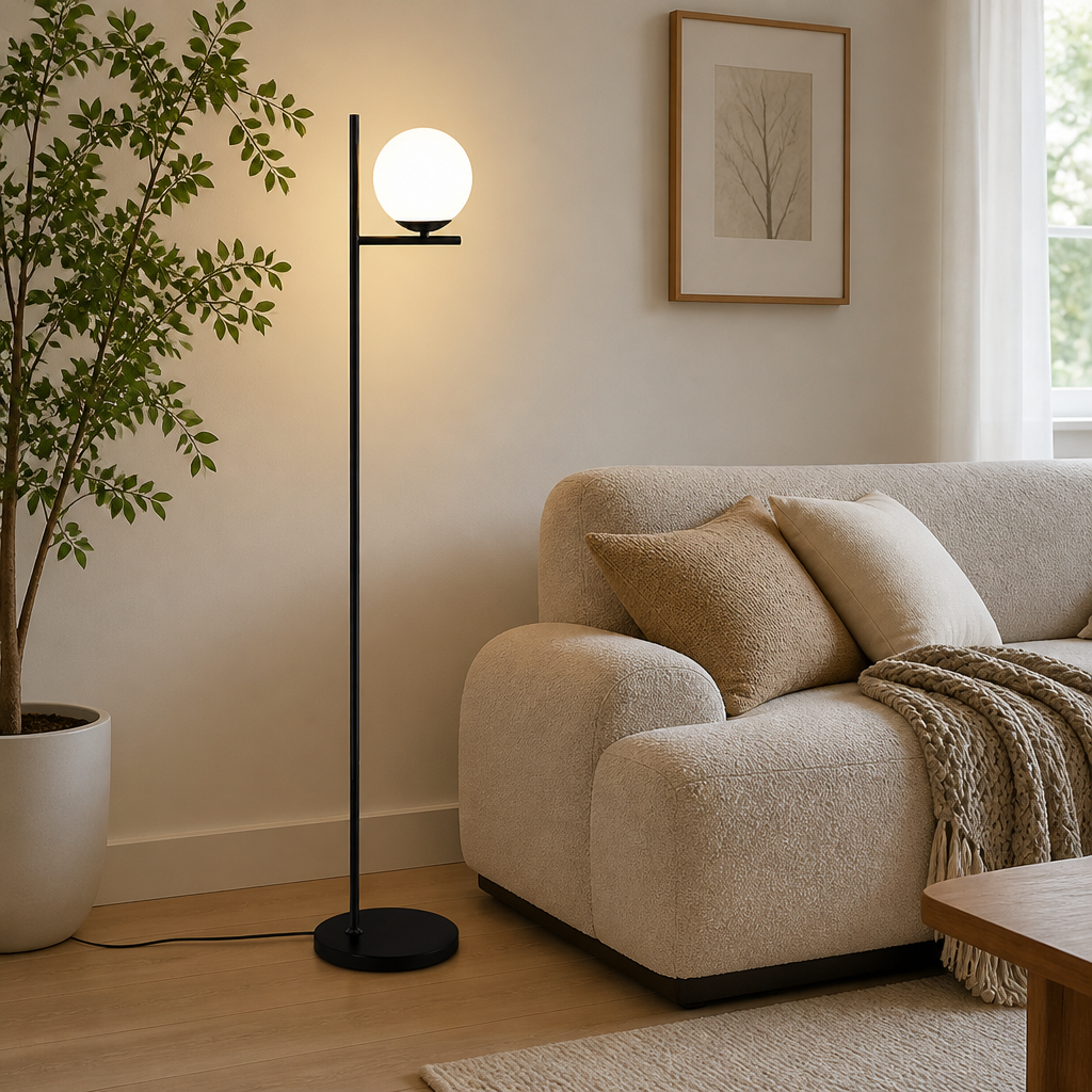 Industrial Matte Black Foot-Switch Floor Lamp
