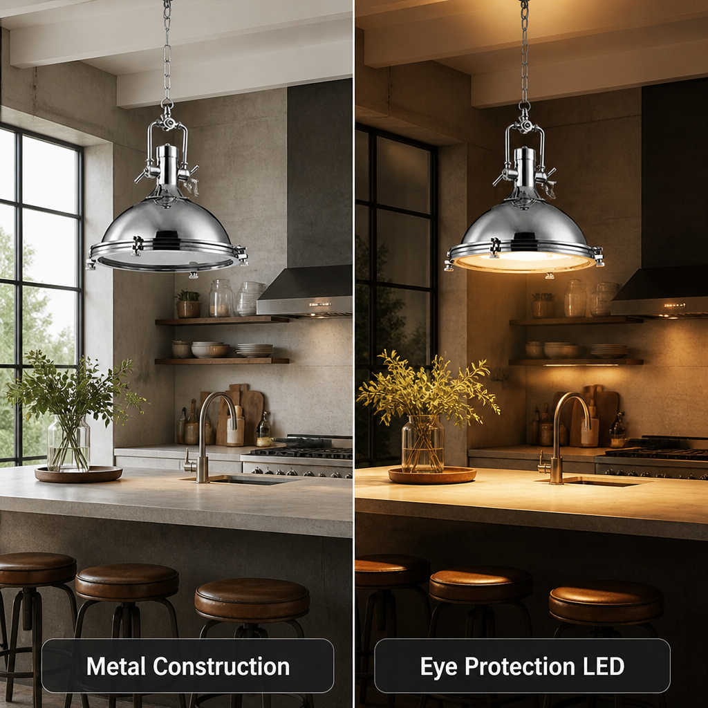 Industrial Metal LED Eye-Safe Pendant Light