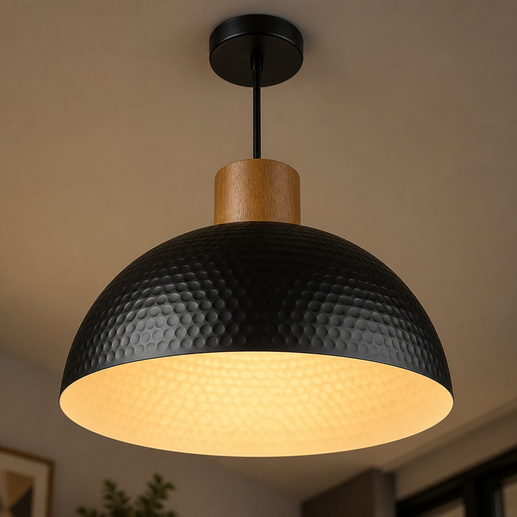 Industrial Wrought Iron Dome Pendant Light