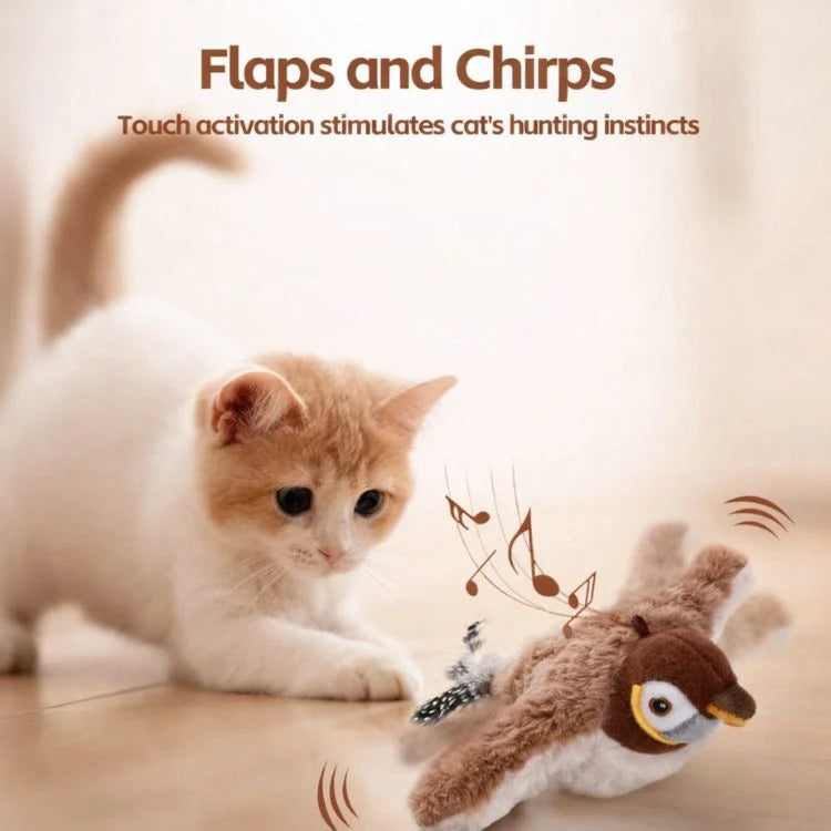 Interactive Cat Toy Lifelike Wings & Bird Sounds USB Rechargeable