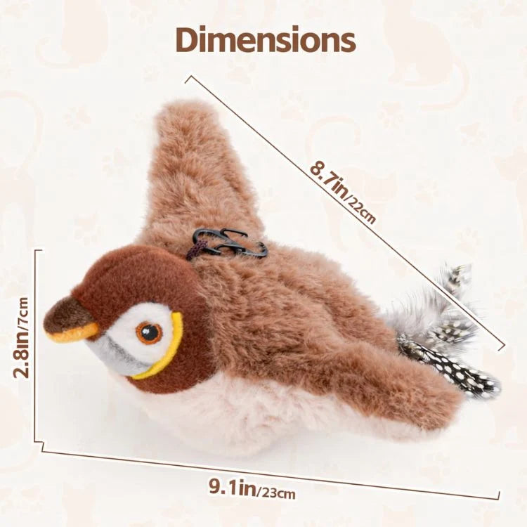 Interactive Cat Toy Lifelike Wings & Bird Sounds USB Rechargeable