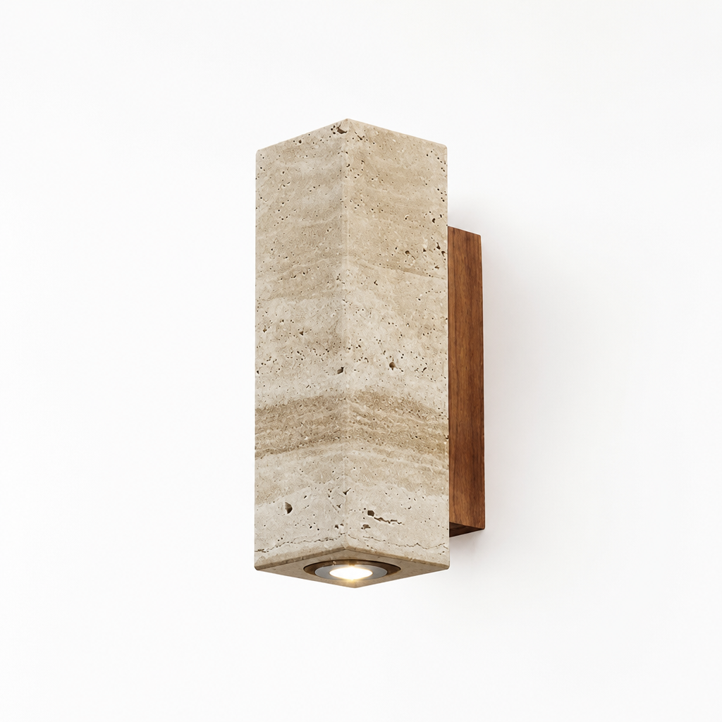 Japandi Travertine LED Wall Sconce