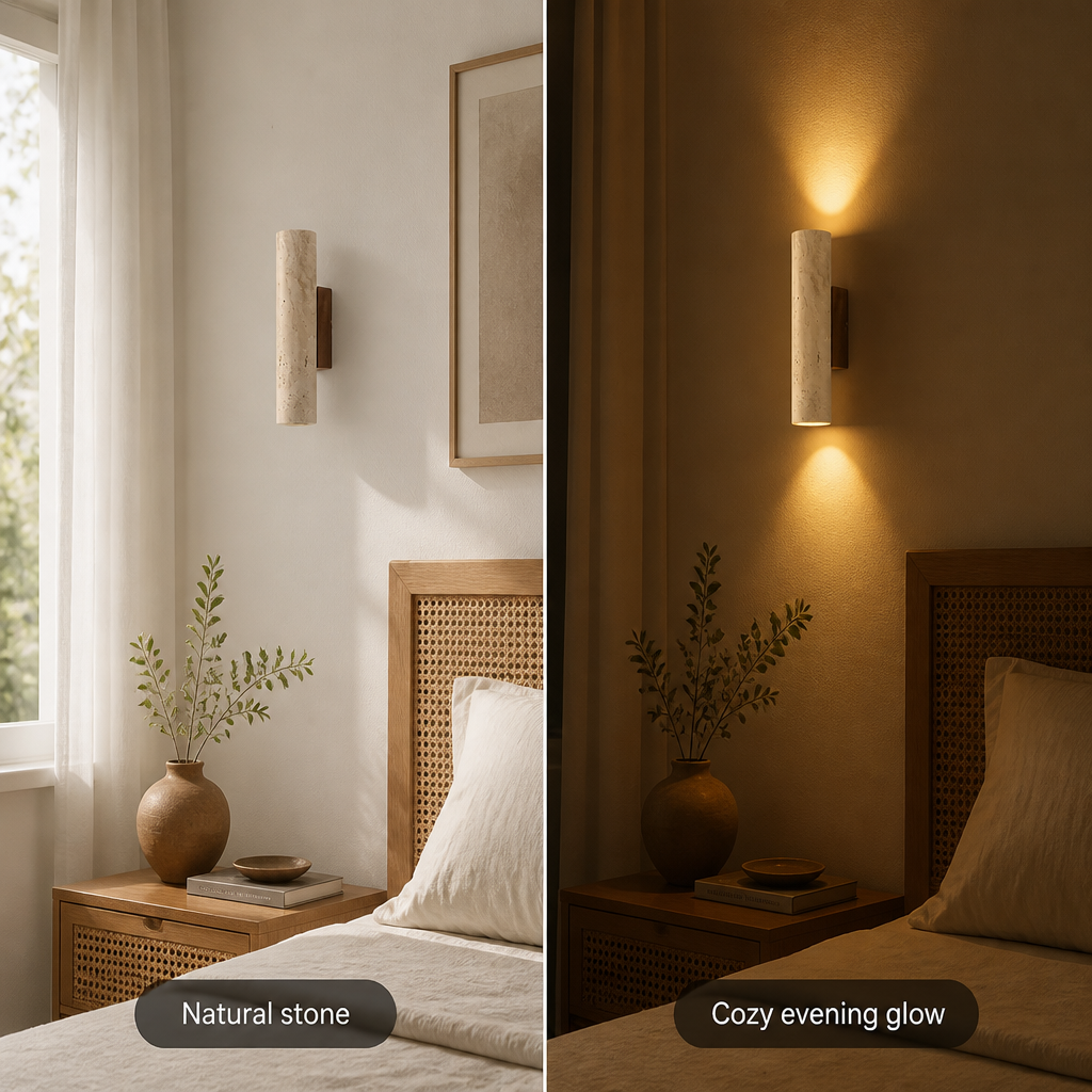 Japandi Travertine LED Wall Sconce