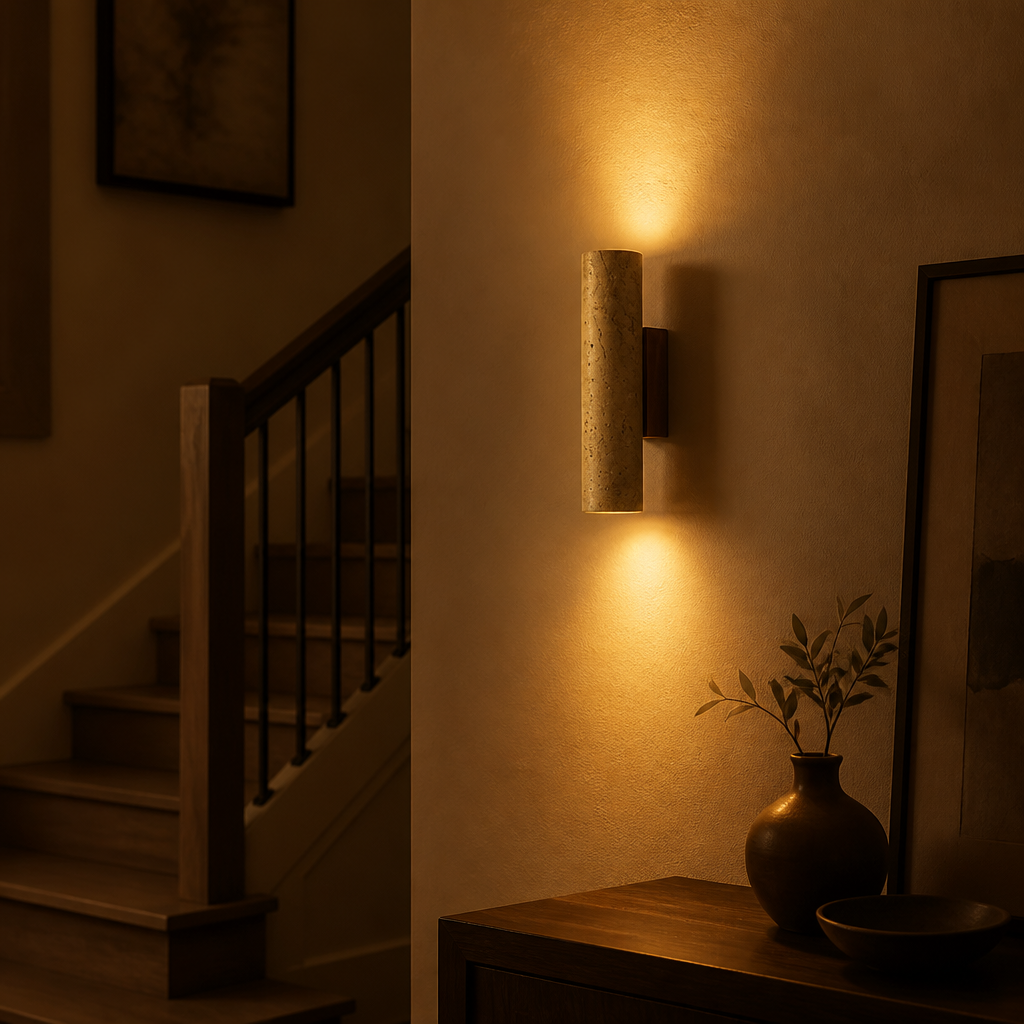 Japandi Travertine LED Wall Sconce