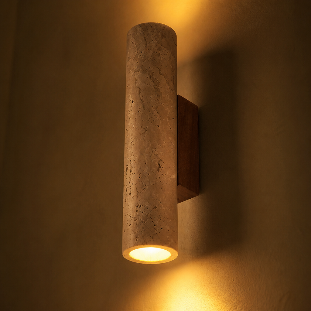 Japandi Travertine LED Wall Sconce