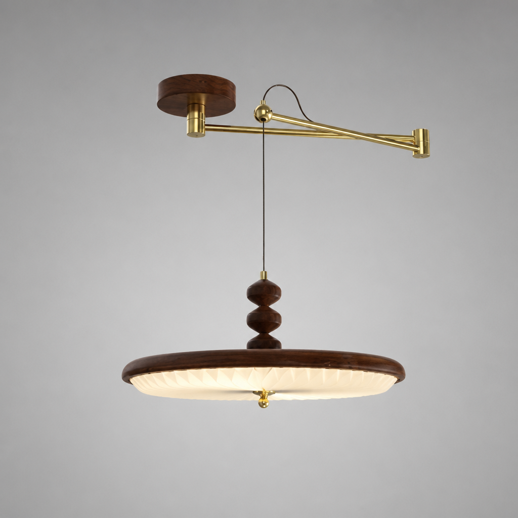 Japandi Walnut Wood LED Pendant Light