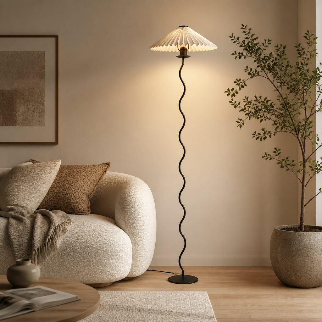 Japanese Fabric Shade LED Floor Lamp