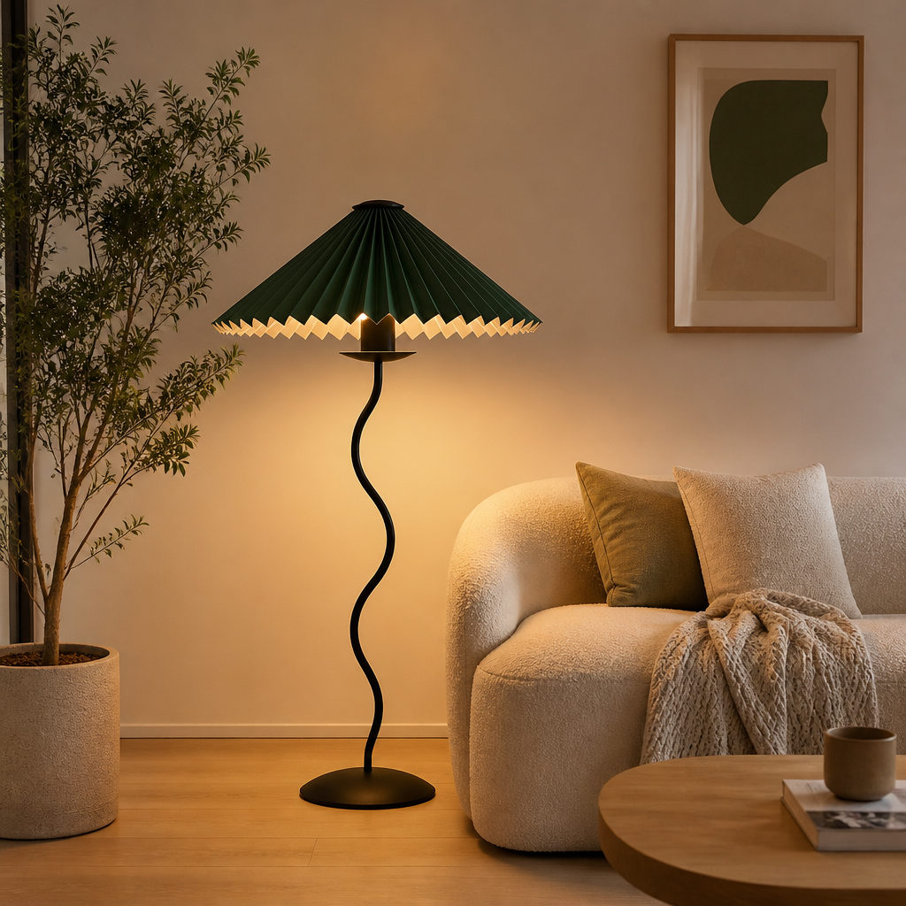 Japanese Fabric Shade LED Floor Lamp