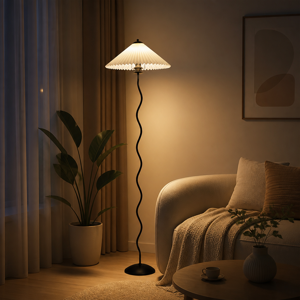 Japanese Fabric Shade LED Floor Lamp