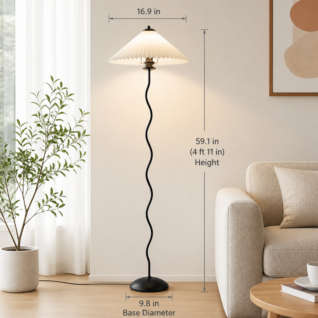 Japanese Fabric Shade LED Floor Lamp