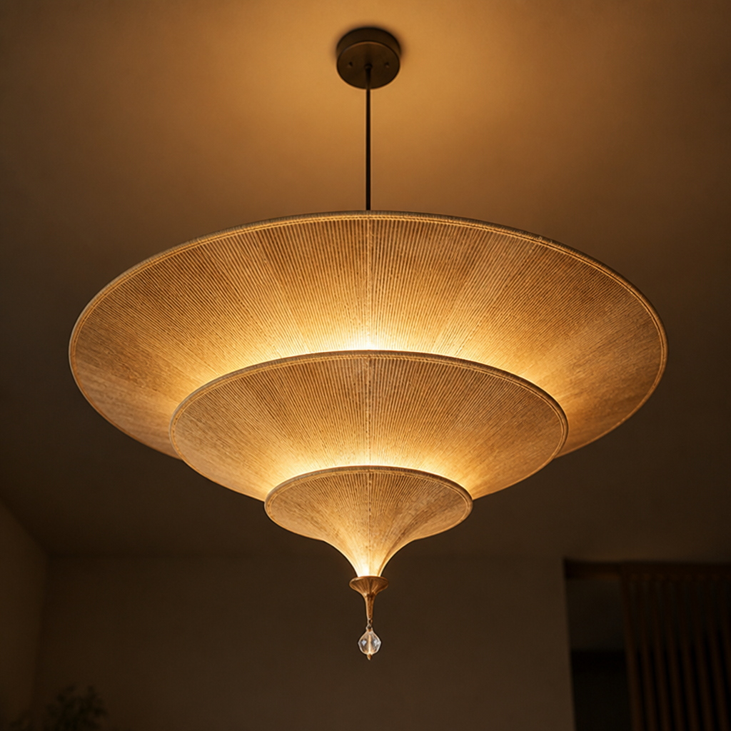 Japanese Handwoven Bamboo Umbrella Pendant Light