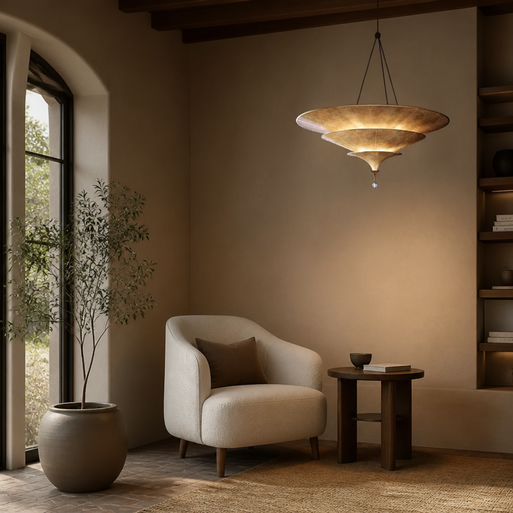 Japanese Handwoven Bamboo Umbrella Pendant Light