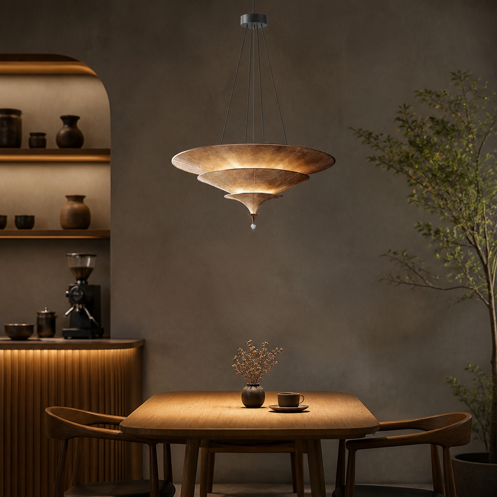 Japanese Handwoven Bamboo Umbrella Pendant Light