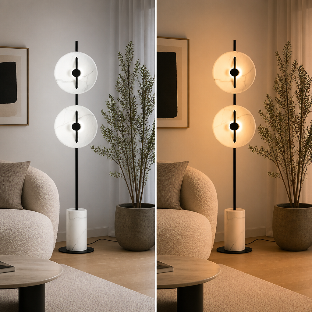Japanese LED Fan-Shaped Floor Lamp