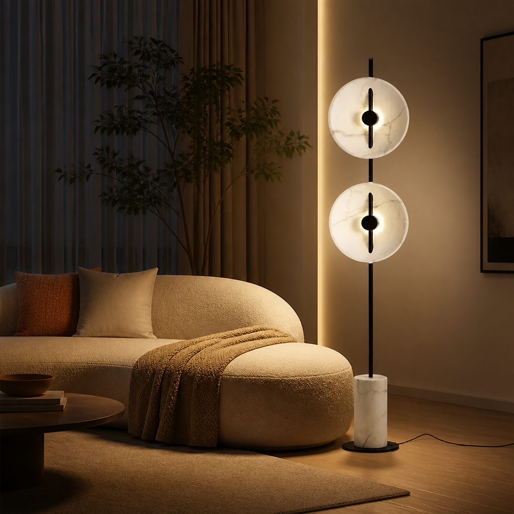 Japanese LED Fan-Shaped Floor Lamp