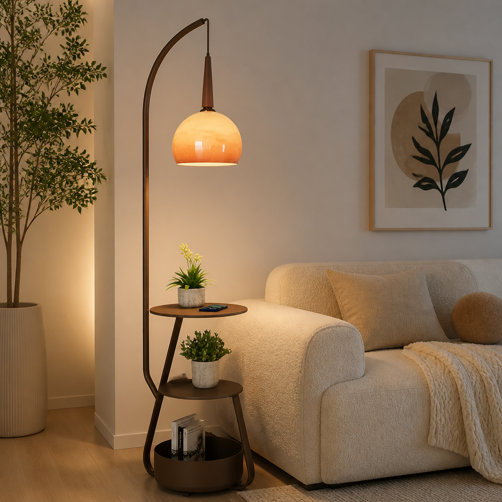 Japanese LED Pumpkin Shade Floor Lamp