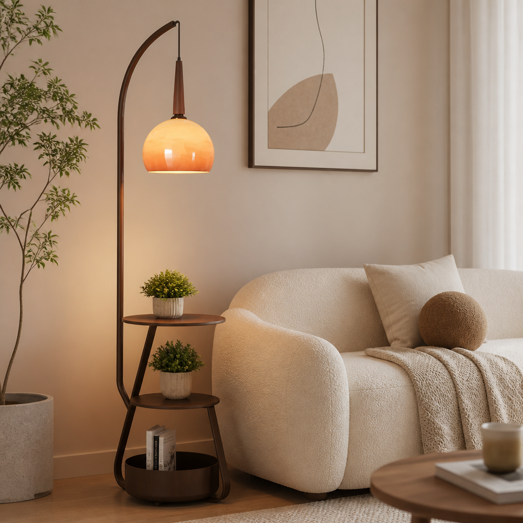 Japanese LED Pumpkin Shade Floor Lamp