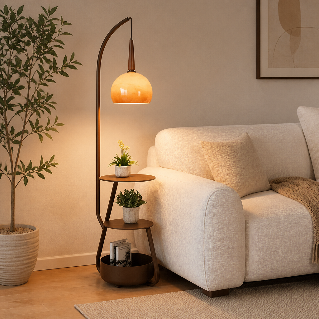 Japanese LED Pumpkin Shade Floor Lamp