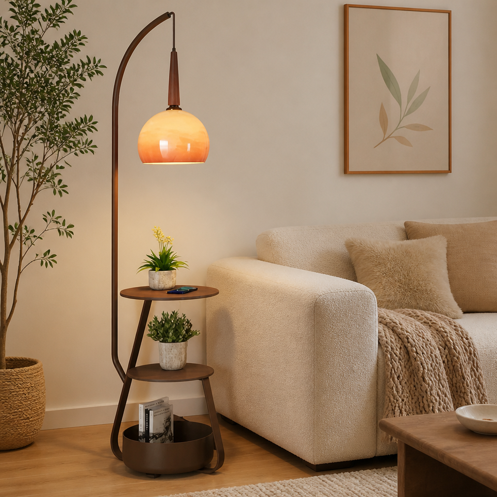 Japanese LED Pumpkin Shade Floor Lamp