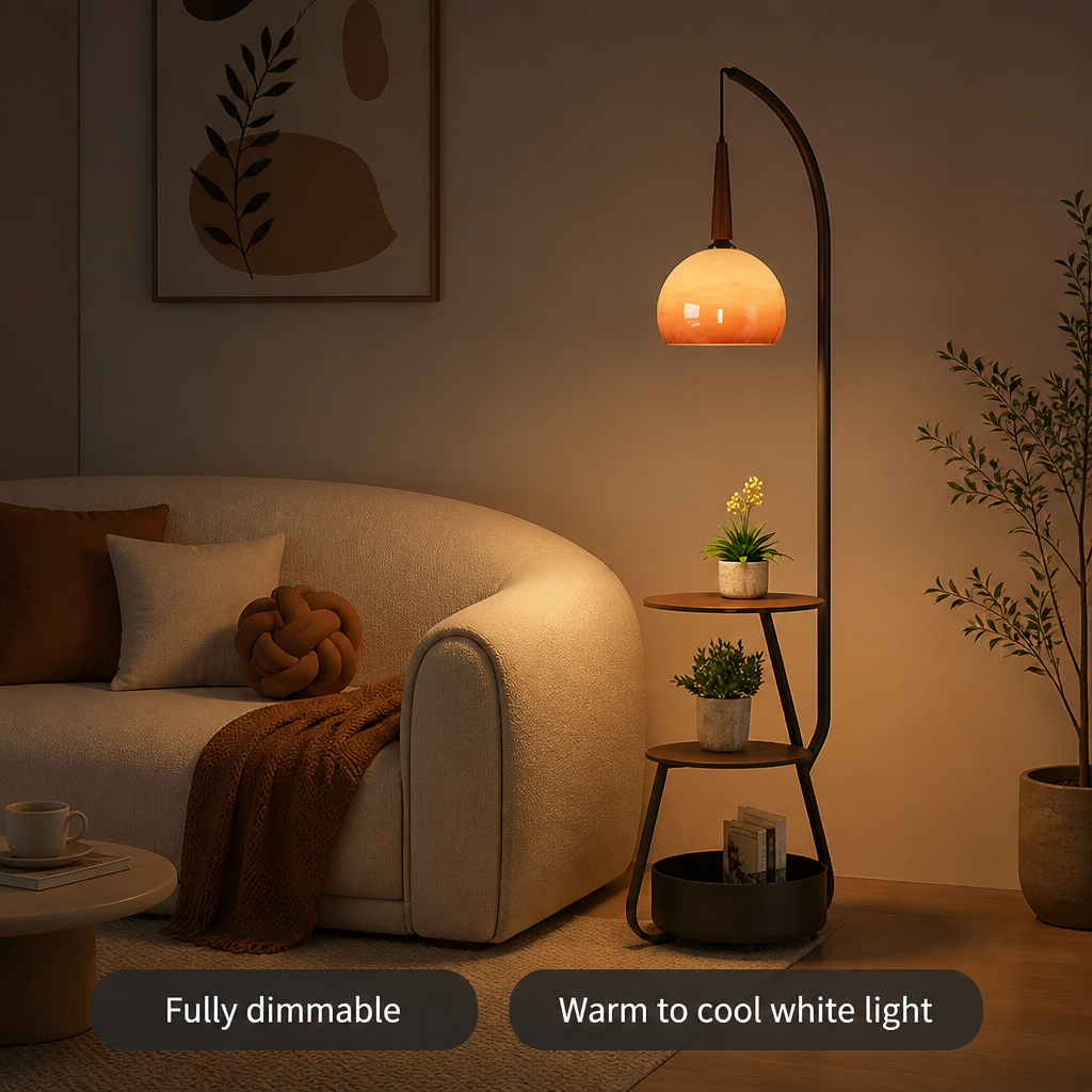 Japanese LED Pumpkin Shade Floor Lamp