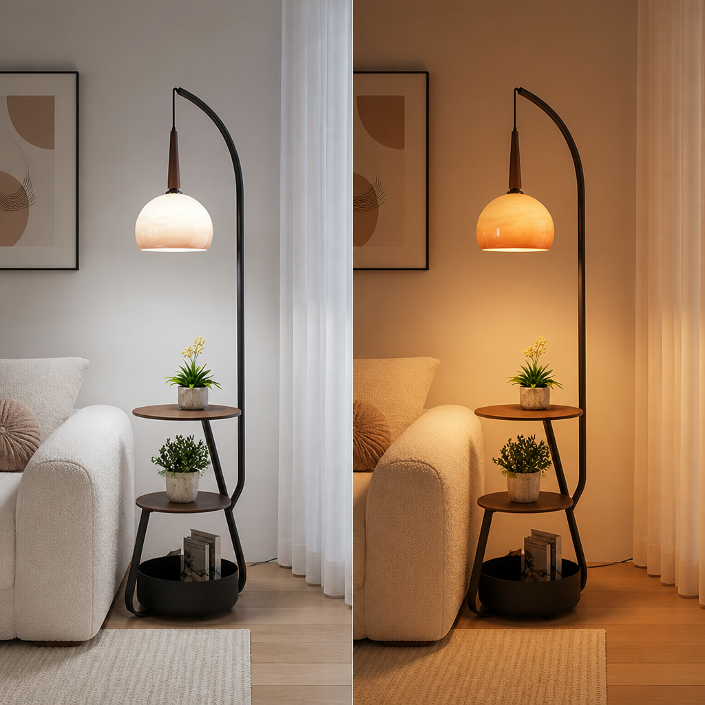 Japanese LED Pumpkin Shade Floor Lamp